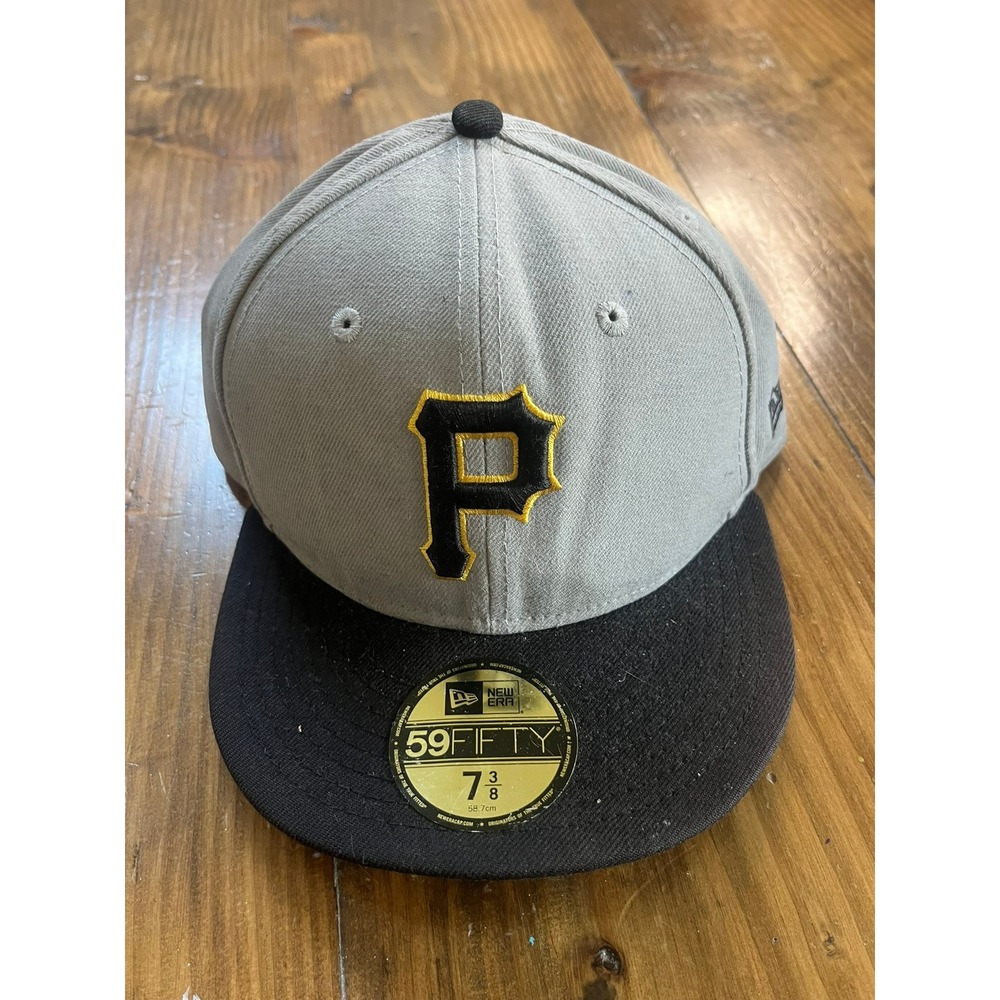 New Era 59FIFTY Pittsburgh Pirates MLB Fitted Hat Grey Black 7 3/8 Cap